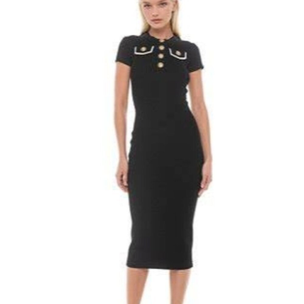 Alexia Admor Rhys Crewneck Knit Sheath Midi Dress — Black, Size Small, NWT